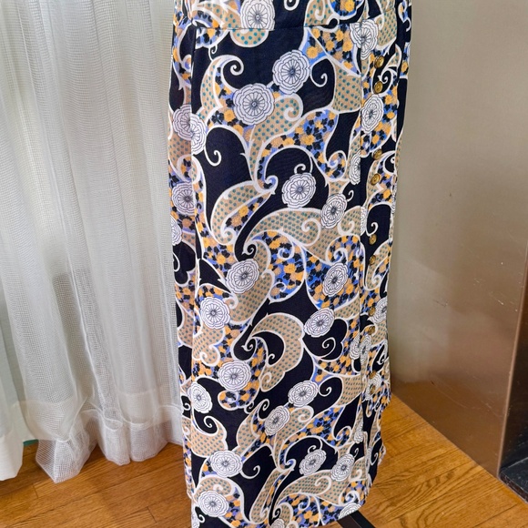 Vintage 80s skirt, black, purple, teal, orange, floral, dots & paisley, 12/14 - Picture 9 of 10